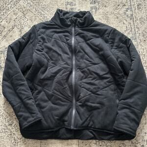 Three Dots Womens Quilted Step Hem Knit Soft Fleece Jacket Black Size XL